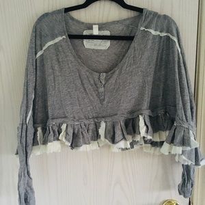 All Saints Spitalfields Crop Gray LS Top